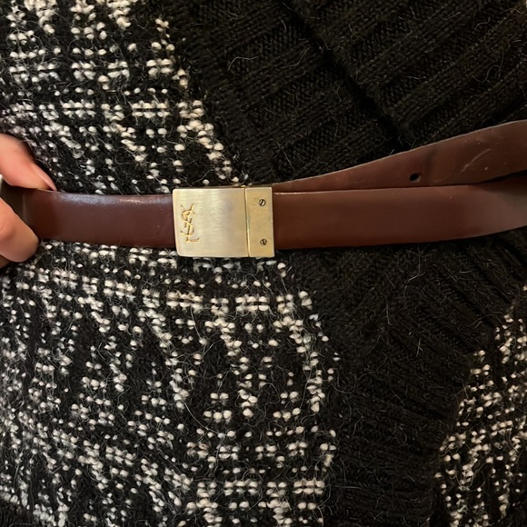 YSL Vintage Brown Leather Belt – Gold Plate Buckle, Custom Notch - Picture 4 of 4